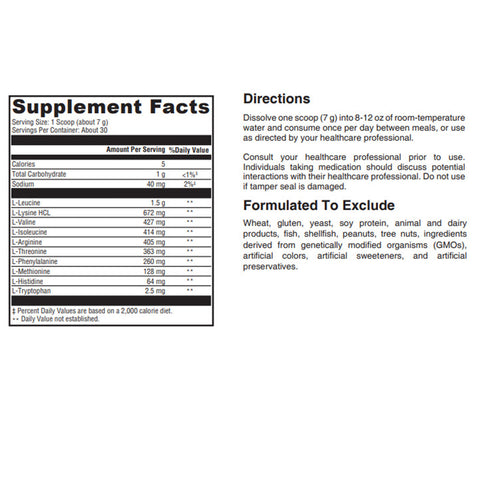 Amino Complete | Supplement Facts | Legacy Pure Supplements