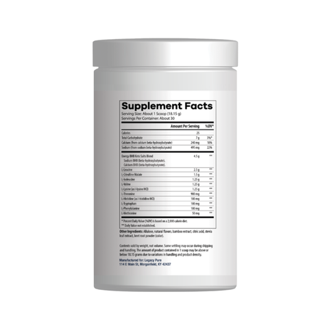 BHB Supreme Dietary Supplement Facts | Legacy Pure Supplements