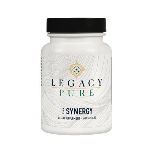 Supplement bottle labeled 'Legacy Pure' on a white background