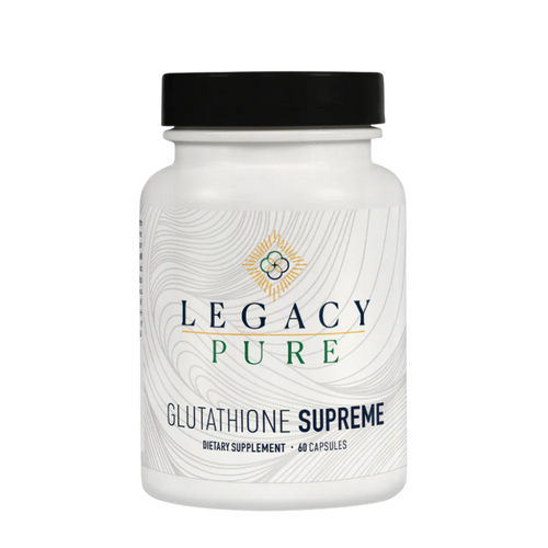 Legacy Pure Glutathione Supreme dietary supplement bottle with 60 capsules