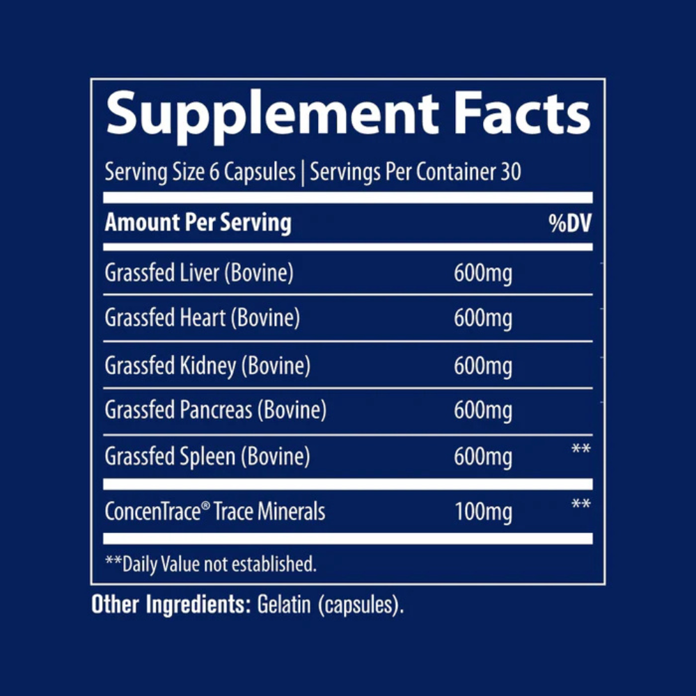 Beef Organs 500 mg 180 Capsules