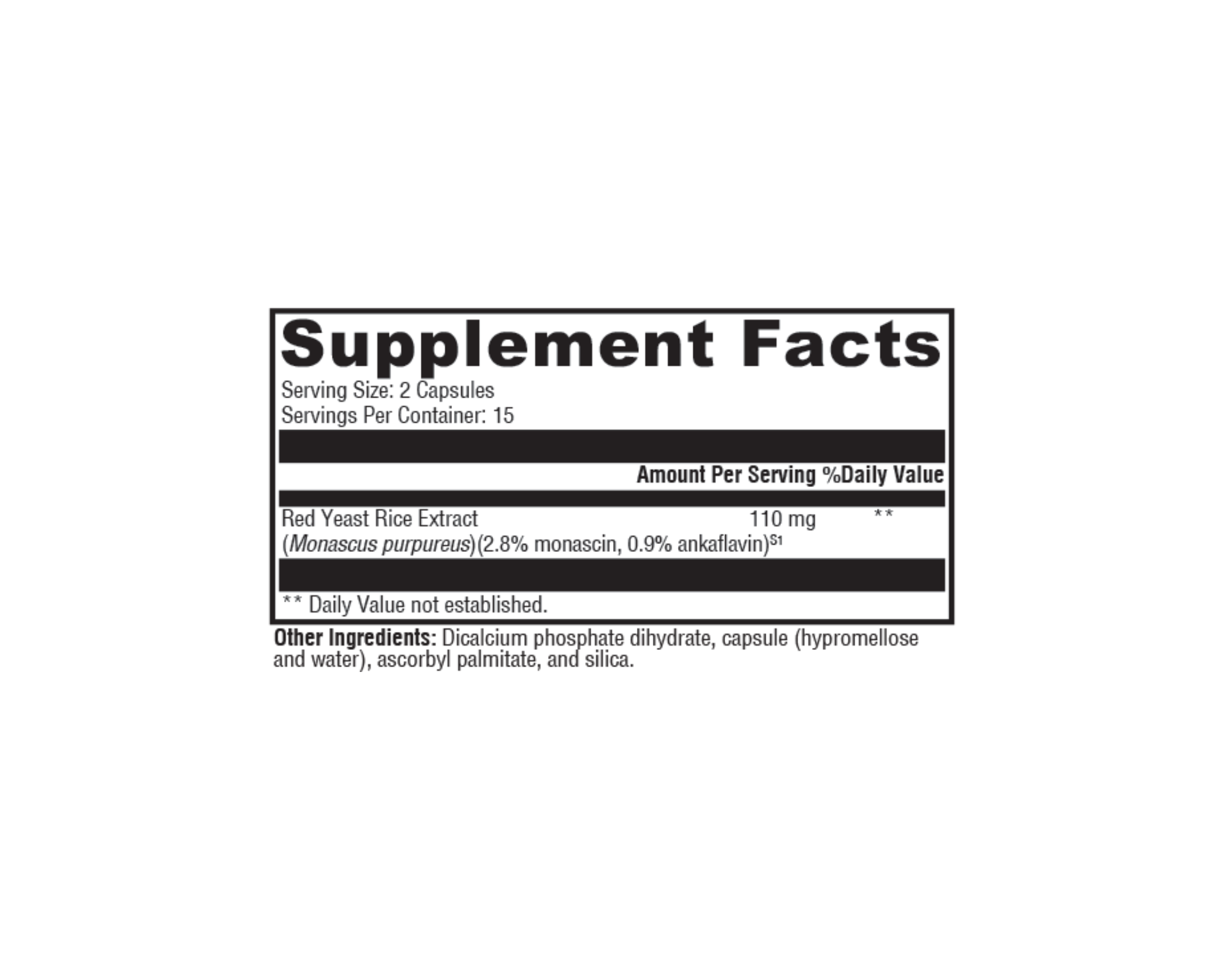 Chi Rho Chiropractic - Red Yeast Rice Dietary Supplement Facts