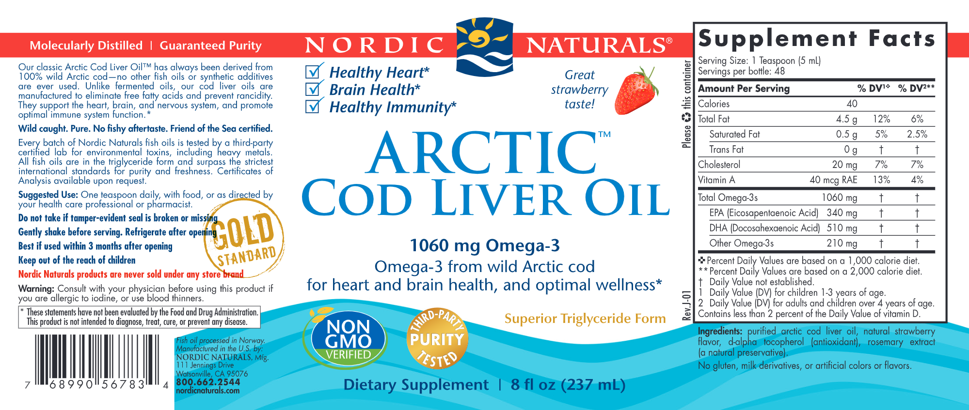 Chi Rho Chiropractic - Arctic Cod Liver Oil Supplement Facts