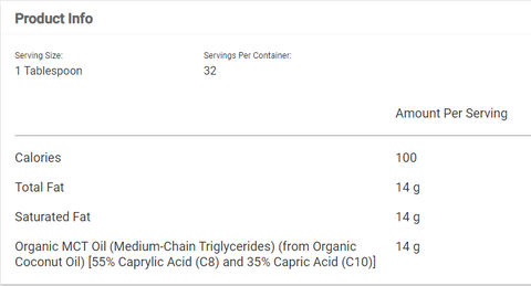 Organic MCT Oil Product Info