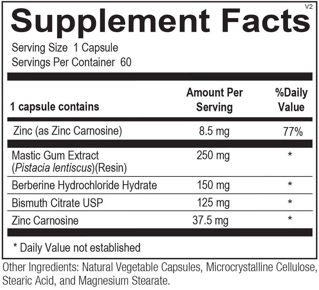 Chi Rho Chiropractic - Pylori Essentials Dietary Supplement Facts