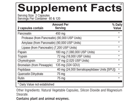 Chi Rho Chiropractic - Proenzyme Max Dietary Supplement Facts